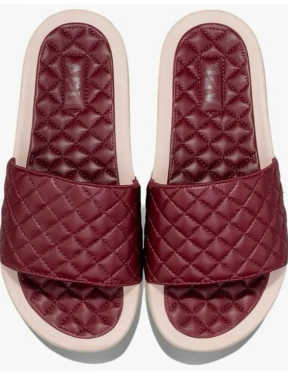 NWT APL Lusso Slide Quilted Leather Mens 12 Burgundy Athletic Sandal Comfort